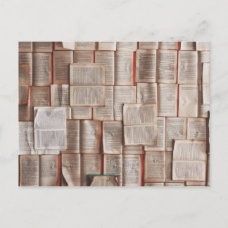 Cartão Postal livros de rosto aberto literário