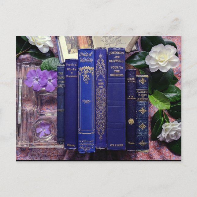 Cartão Postal Livros e flores (Camellia) (Frente)