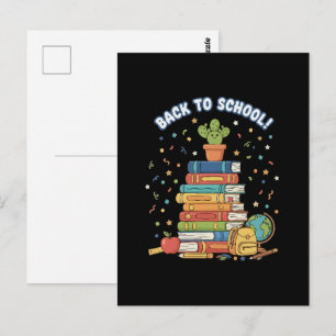 Cartão Postal Livros Kawaii Fofo de Volta às Aulas