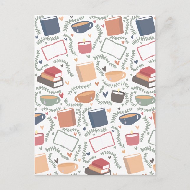 Cartão Postal Livros, Velas E Chá (Frente)