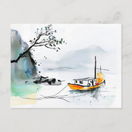 Cartão Postal Lixo Chinês Velejando em Águas Tranquilas