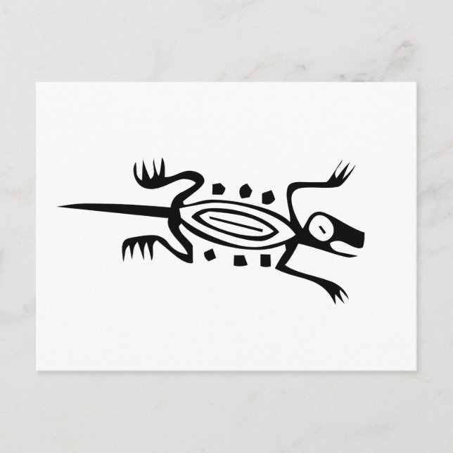 Cartão Postal Lizard, hieróglifo mexicano (Maya) (Frente)