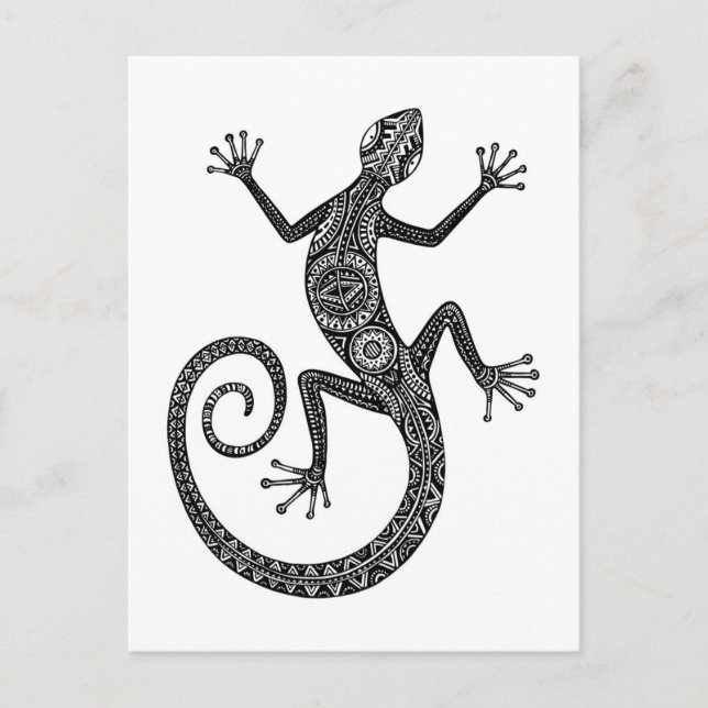 Cartão Postal Lizard Ou Salamander Doodle (Frente)