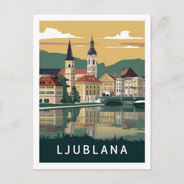 Cartão Postal Ljubljana, Viagem da Eslovênia (Frente)
