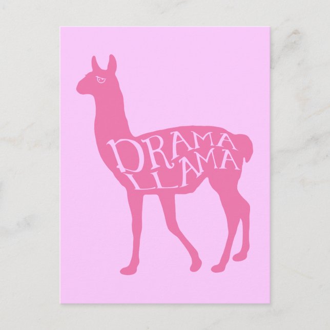 Cartão Postal Llama de Drama Rosa (Frente)