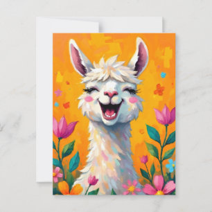 Cartão Postal Llama Love in Bloom