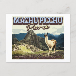 CARTÃO POSTAL LLAMA - MACHU PICCHU PERU