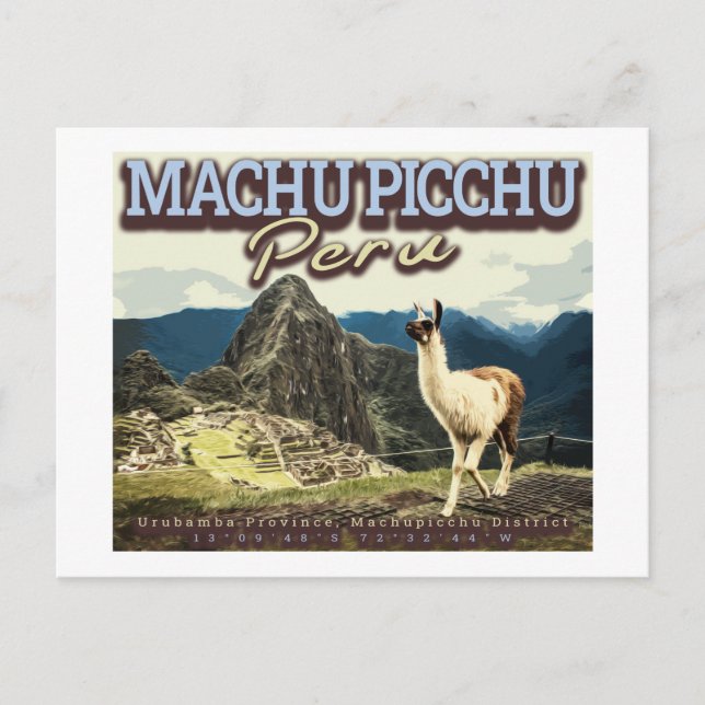 CARTÃO POSTAL LLAMA - MACHU PICCHU PERU (Frente)