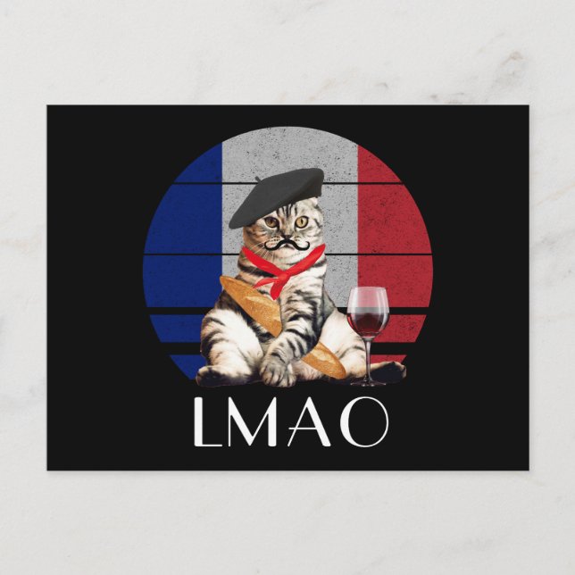 Cartão Postal LMAO Le Meow French Cat (Frente)