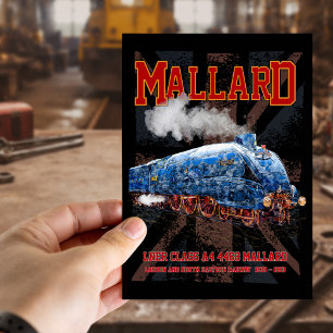Cartão Postal LNER Classe A4 Mallard Locomotiva bandeira da Uniã