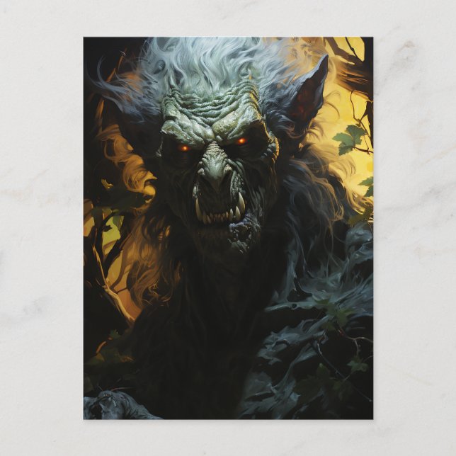 Cartão Postal Lobisomem de Halloween (Frente)