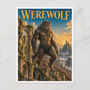 Cartão Postal Lobisomem, Monstro de Fantasia Gótica