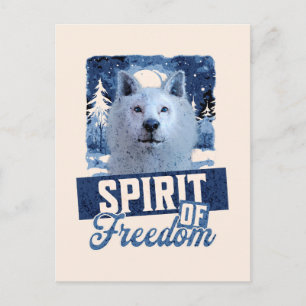 Cartão Postal Lobo Ártico Espírito de Liberdade Desenho de Vida