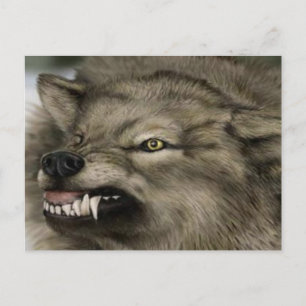 Cartão Postal lobo com os dentes