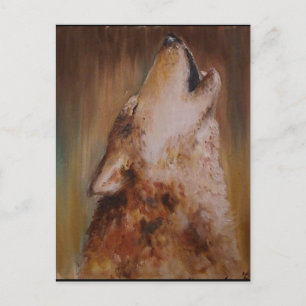 Cartão Postal Lobo cor de óleo da Terra