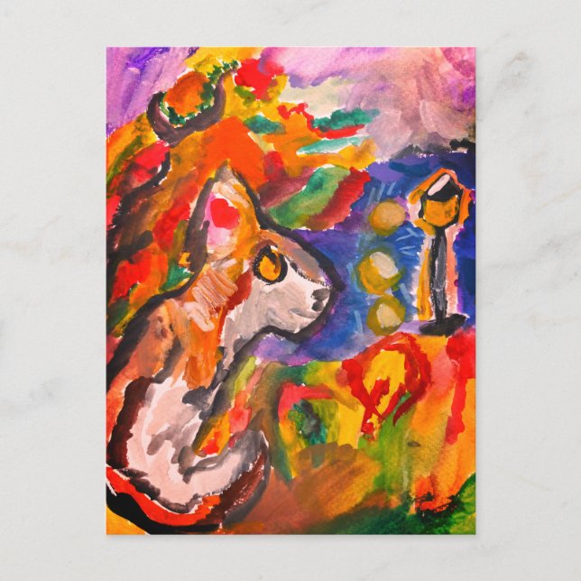 Cartão Postal Lobo de noite (Frente)