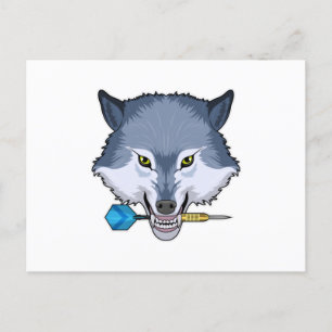 Cartão Postal Lobo em Darts com Dardo