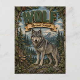 Cartão Postal Lobo Floresta Boreal POPCUT