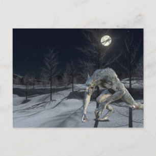 Cartão Postal Lobo Mau da Neve de Inverno Halloween Assustador