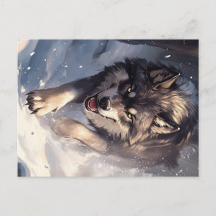 Cartão Postal Lobo no inverno
