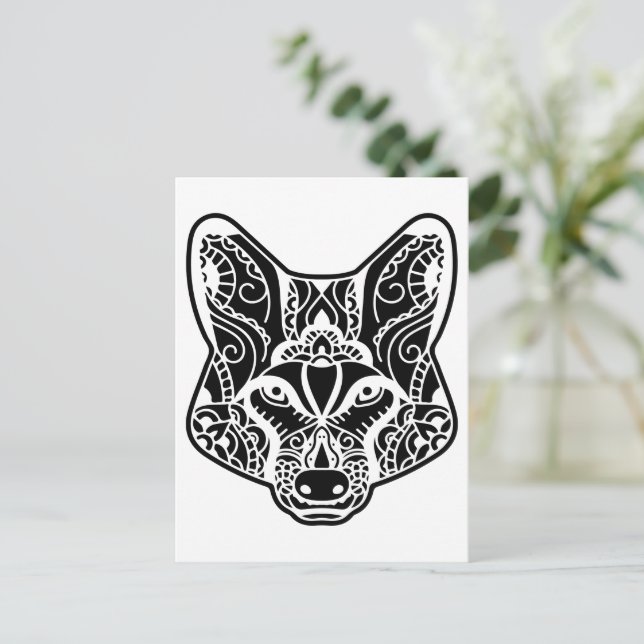 Cartão Postal Lobo Tribal (Em pé/Frente)