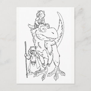 Cartão Postal Lobos com dinossauro do animal de estimação