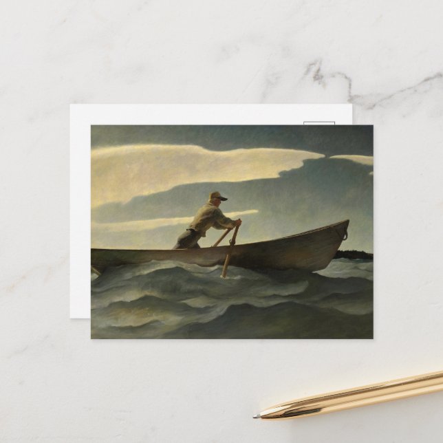 Cartão Postal Lobsterman, The Doryman, por N. C. Wyeth (Frente/Verso In Situ)