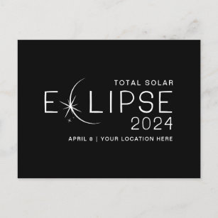 Cartão Postal Localização Personalizada do Eclipse Solar 2024 Co