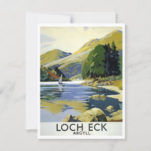Cartão Postal Loch Eck Argyll Scotland Retro Inscrito