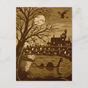 Cartão Postal Loch Ness Monster No Halloween