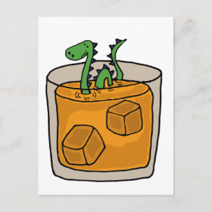 Cartão Postal Lock Ness Monster em Scotch Whiskey Glass