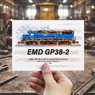 Cartão Postal Locomotiva a diesel EMD GP38-2 e bandeira american