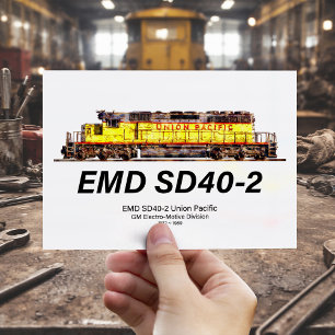 Cartão Postal Locomotiva a diesel EMD SD40-2. Union Pacific
