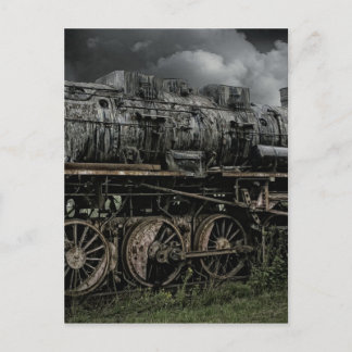 Cartão Postal locomotiva a vapor trem via férrea ferrovia