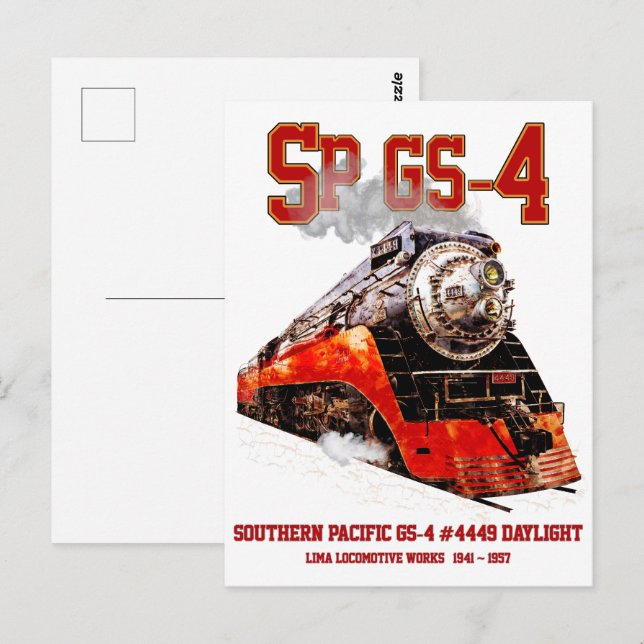 Cartão Postal Locomotiva Clássica do Pacífico Sul GS-4 (Frente/Verso)