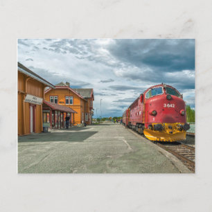Cartão Postal Locomotiva diesel NOHAB na estação ferroviária de 