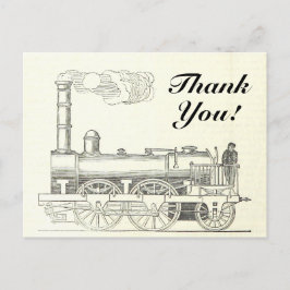 Cartão Postal Locomotiva do Trem Vintage Style, "Obrigado!"