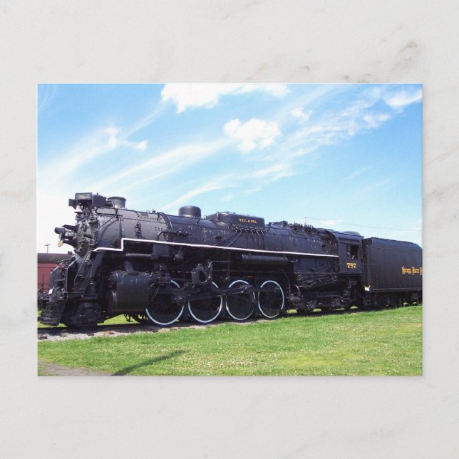 Cartão Postal Locomotiva Lima-Baldwin Nickel Plate Railroad #757 (Frente)