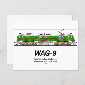 Cartão Postal Locomotiva WAG-9. Caminho de ferro da Índia