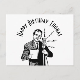 Cartão Postal Locutor de Rádio de Aniversário Vintage