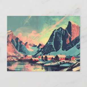 Cartão Postal Lofoten Islands, Noruega Retro Viagem