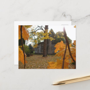 Cartão Postal Log Cabin em Washington, Iowa no outono