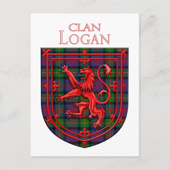 Cartão Postal Logan Tartan Scottish Plaid Lion Rampant (Frente)