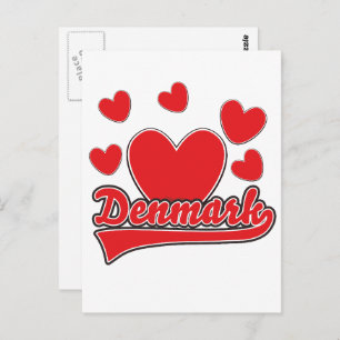 Cartão Postal Logo do estilo de colheita Love Denmark