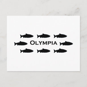 Cartão Postal Logo Olympia Washington Salmon