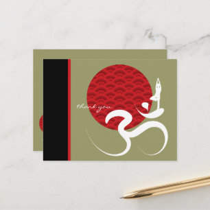 Cartão Postal Logotipo animado índio espiritual de Yoga Red Sun