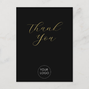 Cartão Postal Logotipo Comercial Elegante Rascunho Obrigado Pret