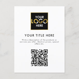 Cartão Postal Logotipo Corporativo da Empresa Código QR & Texto