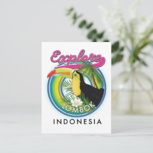 Cartão Postal Logotipo da Explore Lombok Indonésia Travel