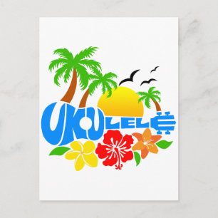 Cartão Postal Logotipo da Ilha Ukulele